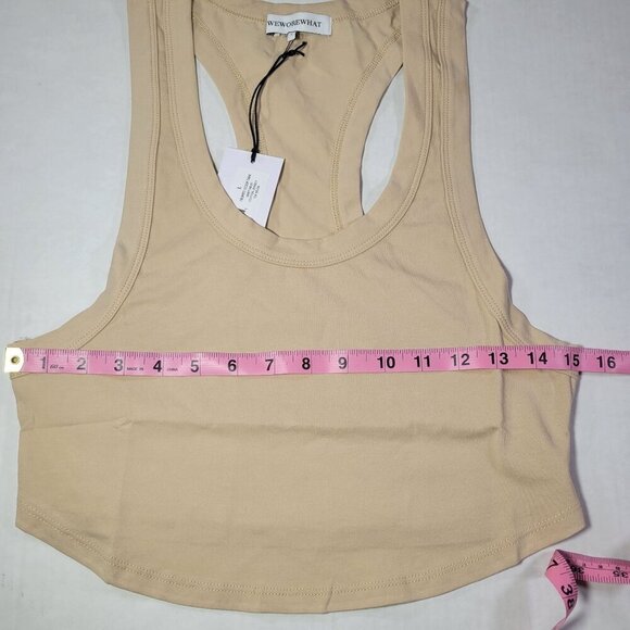 WeWoreWhat Women Cropped Beige Scoop Cotton Racerback  Jersey Tank Top Size L - Picture 6 of 7